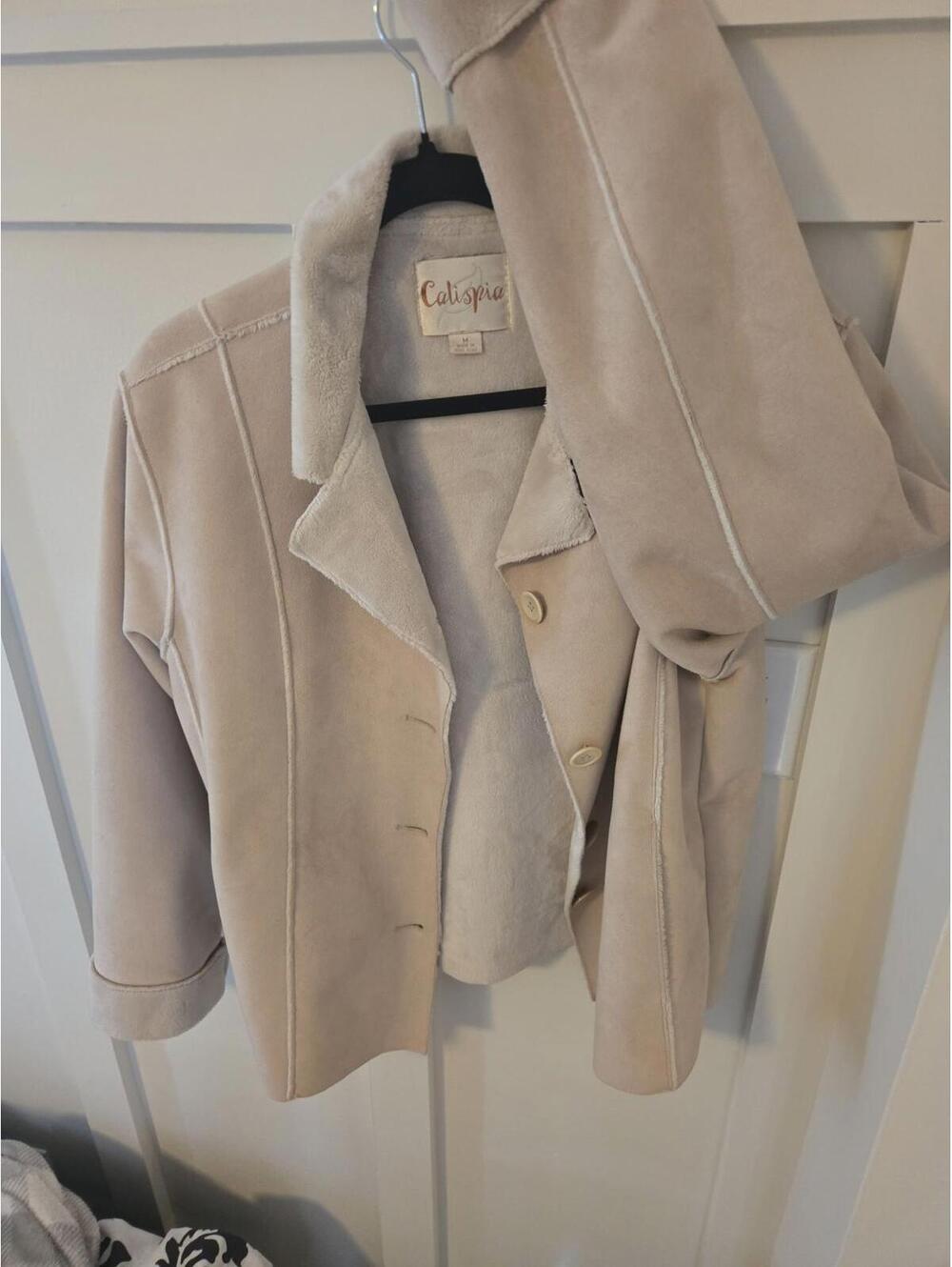 Calispia Vintage Faux Suede Shearling Lined Jacket Size M - Picture 4 of 4